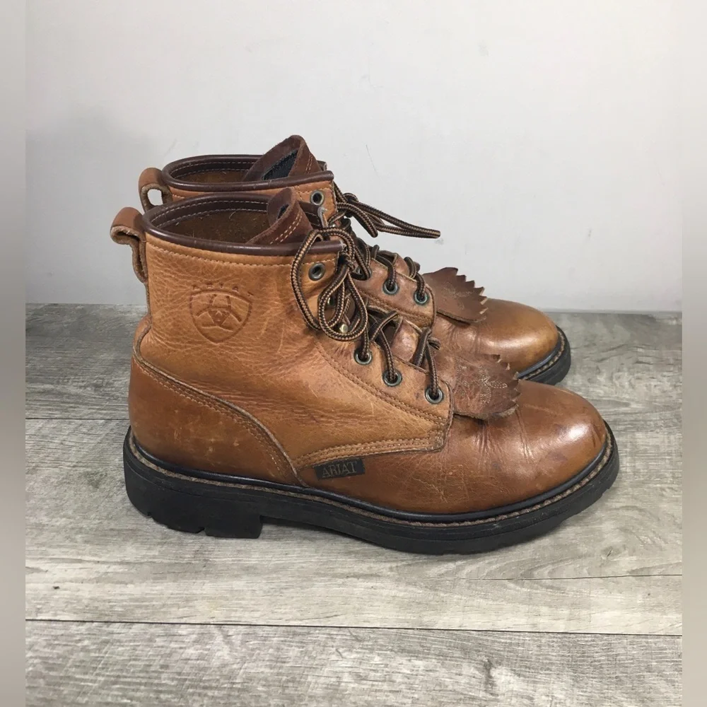 Ariat Women’s Cascade ATS Lace Up Work Boots Roper Kiltie 31080 Vintage Size 7.5 - Picture 1 of 11